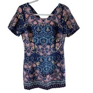 Hollister Multicolored Patterned Short Sleeve Mini Stretchy Sheath Dress Size M